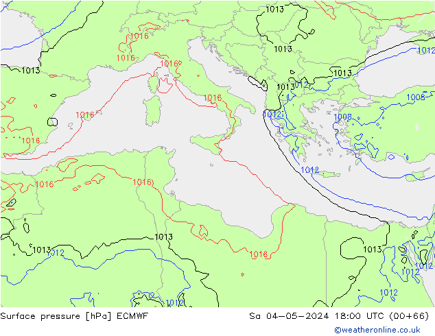 pressão do solo ECMWF Sáb 04.05.2024 18 UTC