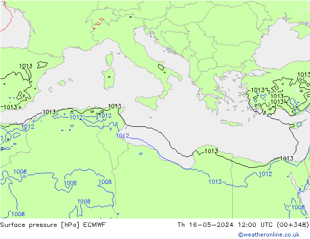 Surface pressure ECMWF Th 16.05.2024 12 UTC