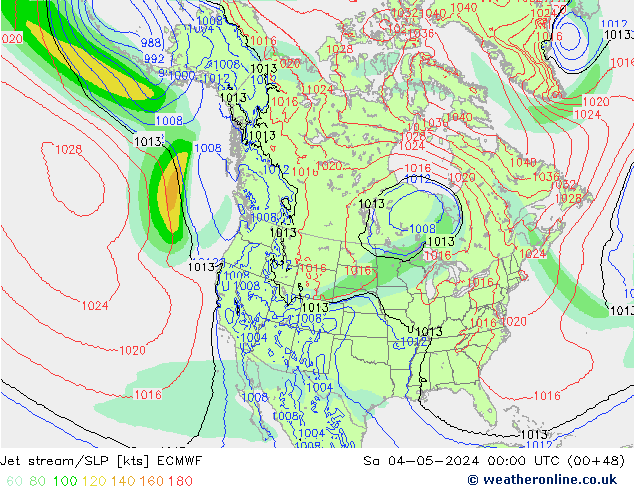 Jet stream/SLP ECMWF Sa 04.05.2024 00 UTC