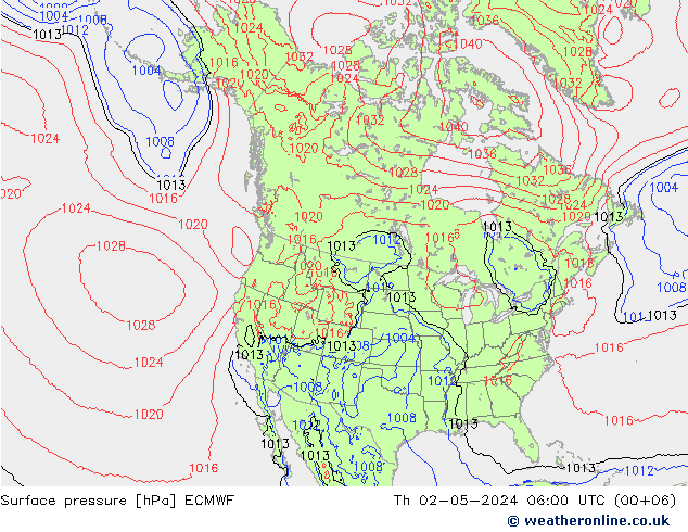 Atmosférický tlak ECMWF Čt 02.05.2024 06 UTC