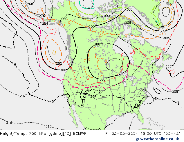 Height/Temp. 700 hPa ECMWF Fr 03.05.2024 18 UTC