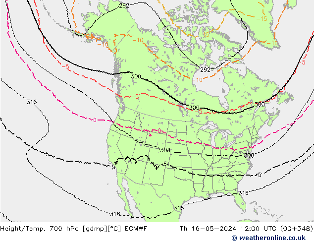 Yükseklik/Sıc. 700 hPa ECMWF Per 16.05.2024 12 UTC