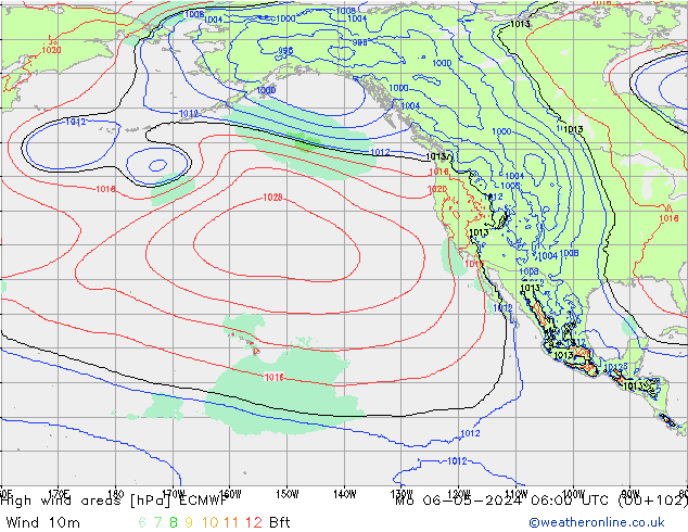 yüksek rüzgarlı alanlar ECMWF Pzt 06.05.2024 06 UTC