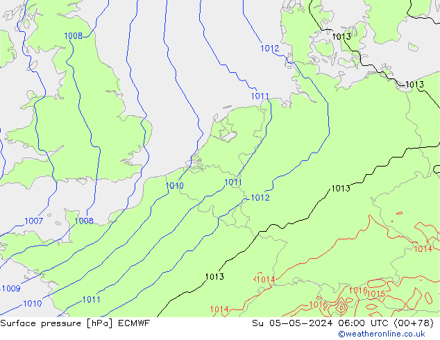 Surface pressure ECMWF Su 05.05.2024 06 UTC