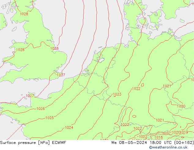 Atmosférický tlak ECMWF St 08.05.2024 18 UTC