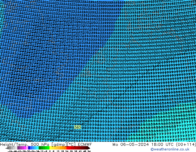 Height/Temp. 500 hPa ECMWF Mo 06.05.2024 18 UTC