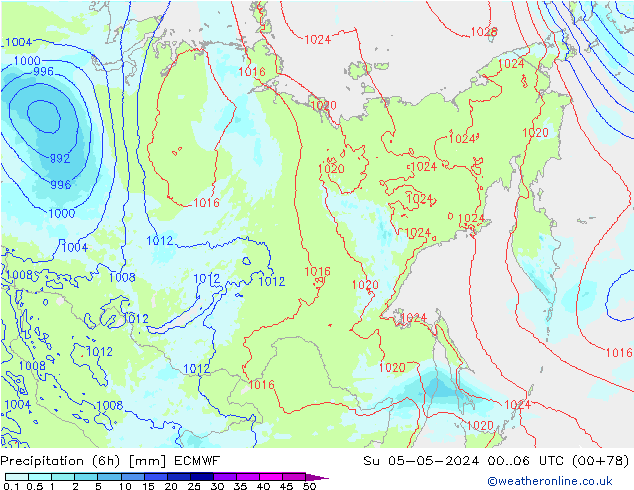 Precipitazione (6h) ECMWF dom 05.05.2024 06 UTC
