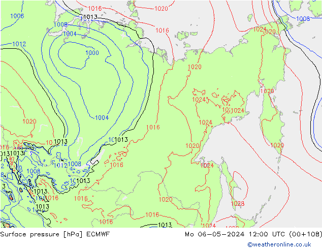 Pressione al suolo ECMWF lun 06.05.2024 12 UTC