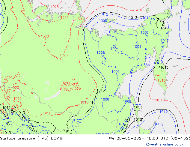 Surface pressure ECMWF We 08.05.2024 18 UTC