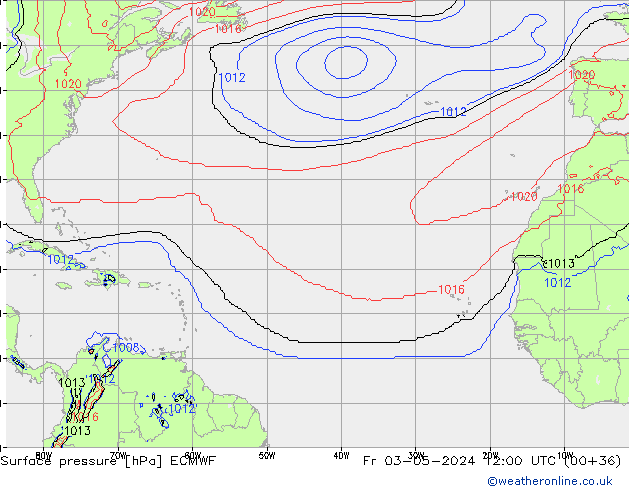 Yer basıncı ECMWF Cu 03.05.2024 12 UTC
