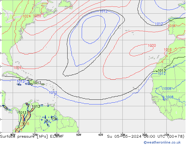 Surface pressure ECMWF Su 05.05.2024 06 UTC