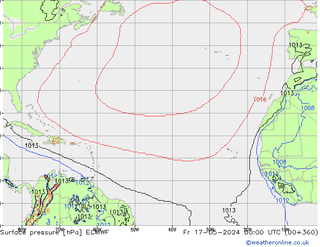 ciśnienie ECMWF pt. 17.05.2024 00 UTC