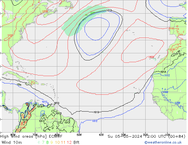 High wind areas ECMWF Ne 05.05.2024 12 UTC