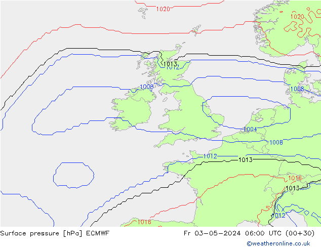 Surface pressure ECMWF Fr 03.05.2024 06 UTC