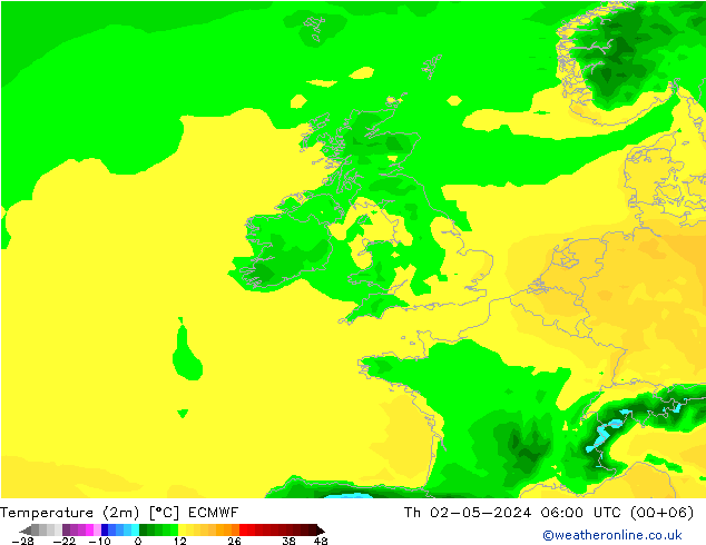 Temperatura (2m) ECMWF jue 02.05.2024 06 UTC
