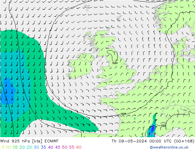 Vent 925 hPa ECMWF jeu 09.05.2024 00 UTC