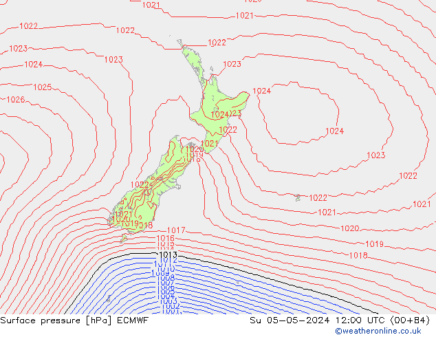 Luchtdruk (Grond) ECMWF zo 05.05.2024 12 UTC