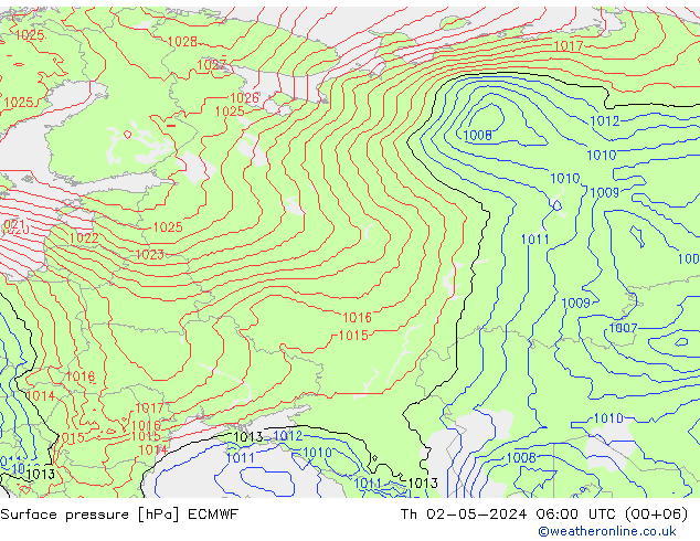 pressão do solo ECMWF Qui 02.05.2024 06 UTC