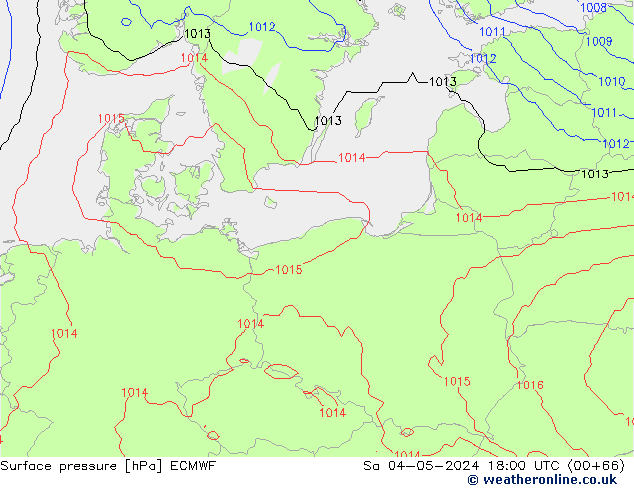 Surface pressure ECMWF Sa 04.05.2024 18 UTC