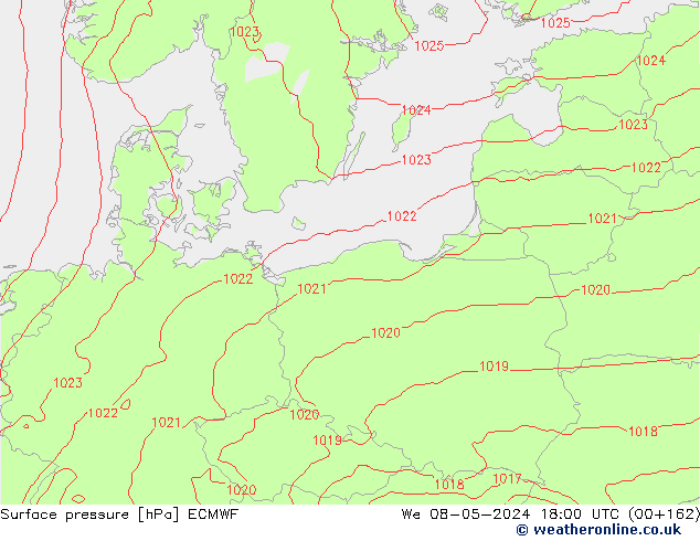 Surface pressure ECMWF We 08.05.2024 18 UTC