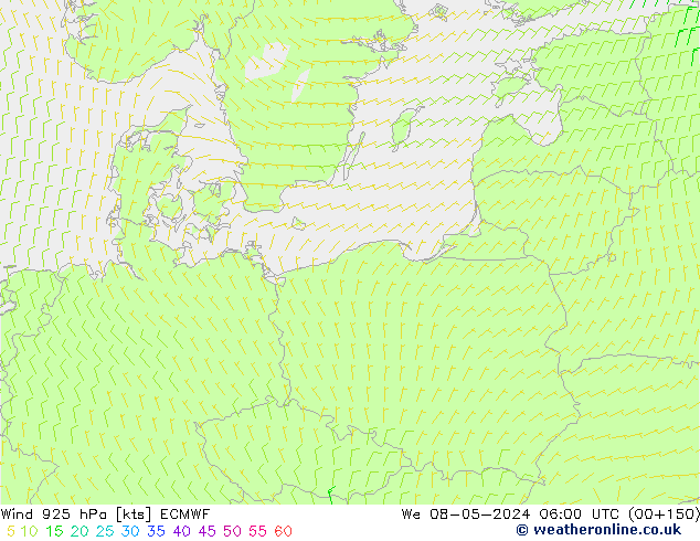Wind 925 hPa ECMWF We 08.05.2024 06 UTC