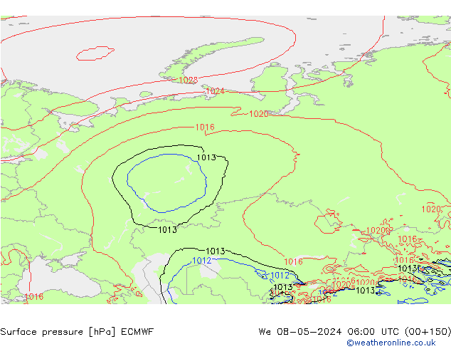 Pressione al suolo ECMWF mer 08.05.2024 06 UTC