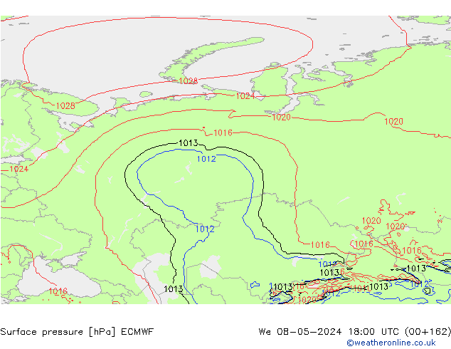 Surface pressure ECMWF We 08.05.2024 18 UTC