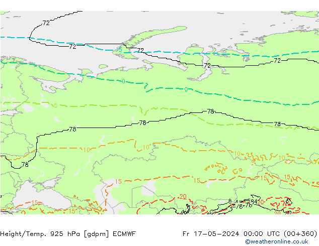 Géop./Temp. 925 hPa ECMWF ven 17.05.2024 00 UTC