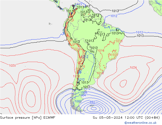 pressão do solo ECMWF Dom 05.05.2024 12 UTC