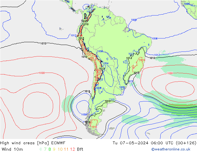 Windvelden ECMWF di 07.05.2024 06 UTC