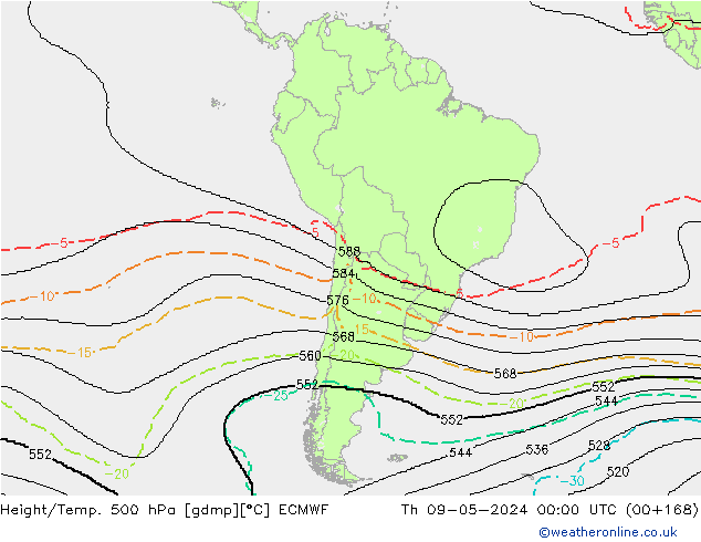 Height/Temp. 500 hPa ECMWF Th 09.05.2024 00 UTC