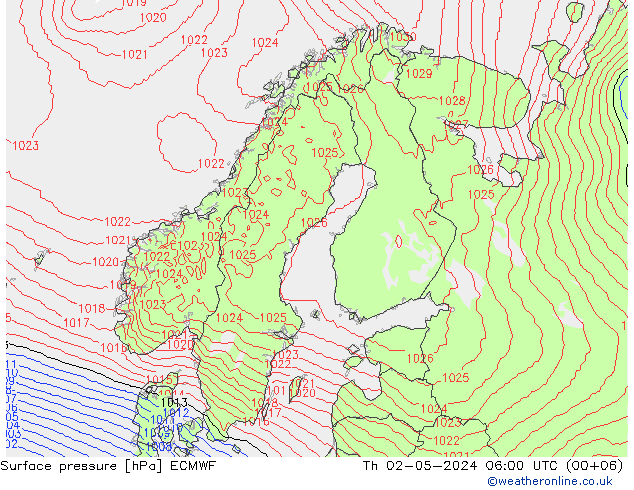 Bodendruck ECMWF Do 02.05.2024 06 UTC