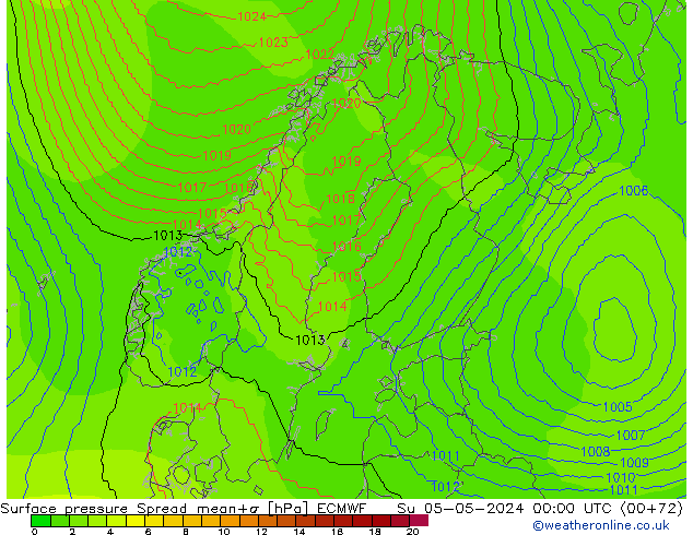 приземное давление Spread ECMWF Вс 05.05.2024 00 UTC