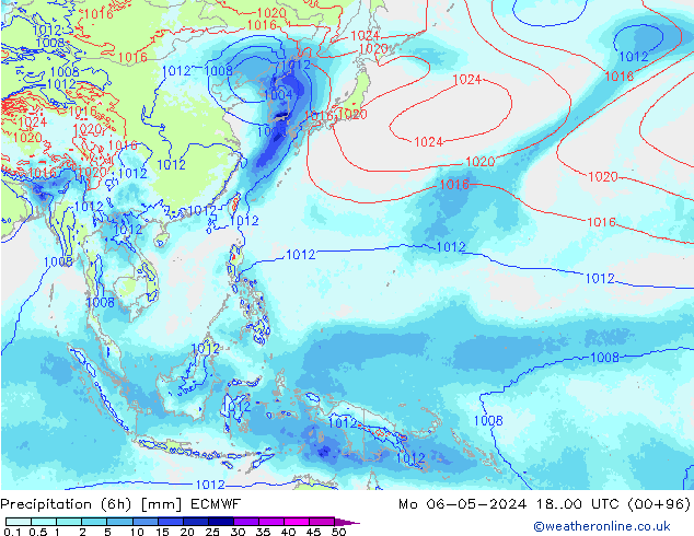 Precipitação (6h) ECMWF Seg 06.05.2024 00 UTC