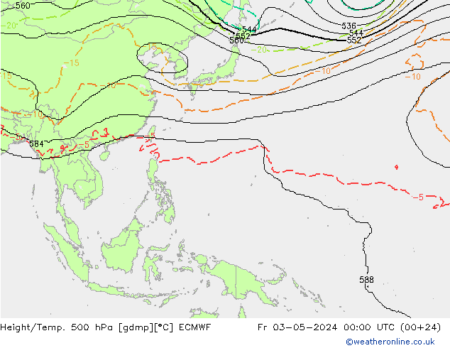 Height/Temp. 500 hPa ECMWF Fr 03.05.2024 00 UTC