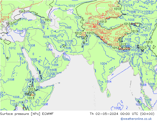 Surface pressure ECMWF Th 02.05.2024 00 UTC