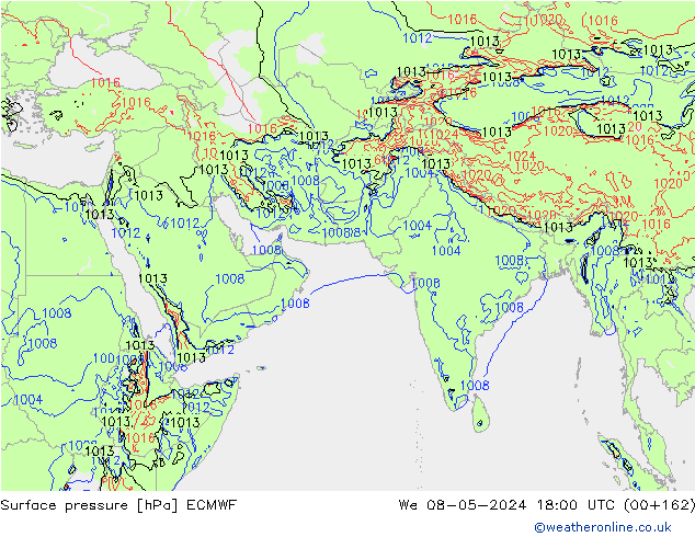 Yer basıncı ECMWF Çar 08.05.2024 18 UTC