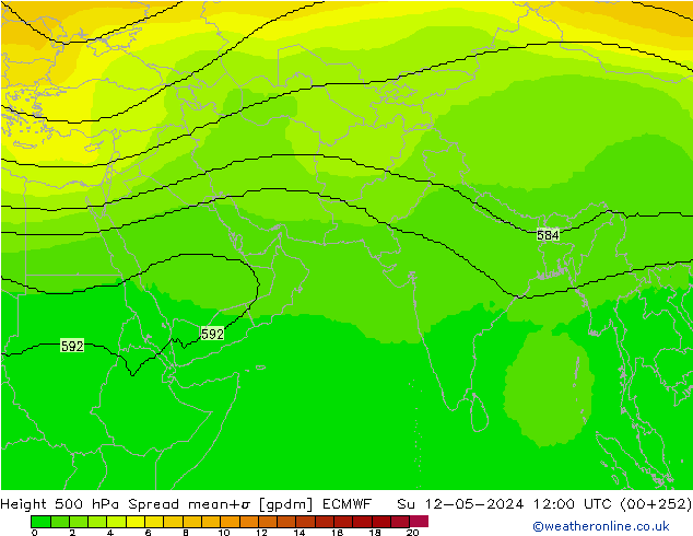 Height 500 hPa Spread ECMWF Su 12.05.2024 12 UTC