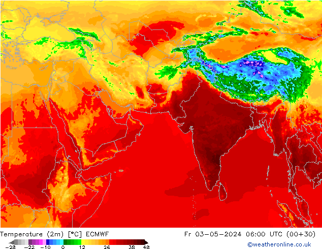 Temperature (2m) ECMWF Fr 03.05.2024 06 UTC