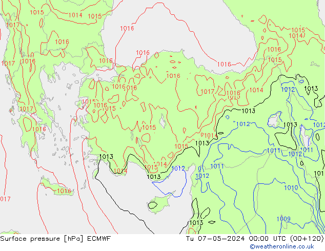 Bodendruck ECMWF Di 07.05.2024 00 UTC