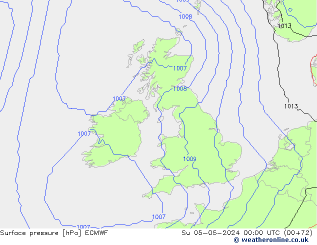 Presión superficial ECMWF dom 05.05.2024 00 UTC