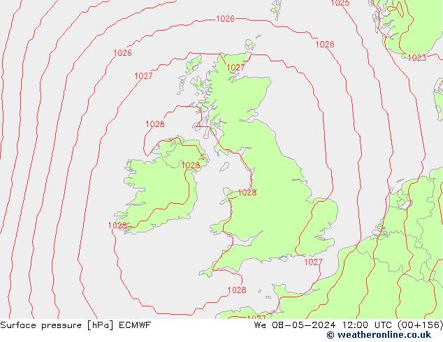 Surface pressure ECMWF We 08.05.2024 12 UTC