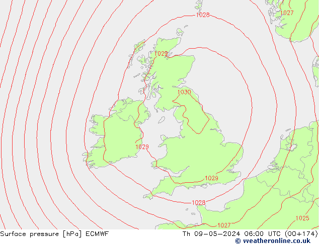 Luchtdruk (Grond) ECMWF do 09.05.2024 06 UTC