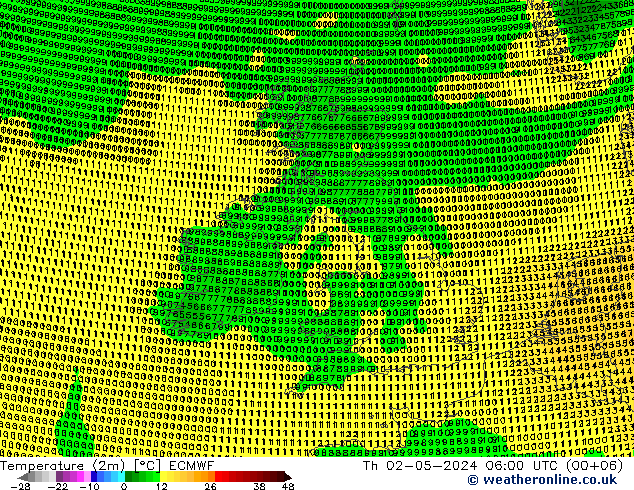 Temperature (2m) ECMWF Th 02.05.2024 06 UTC