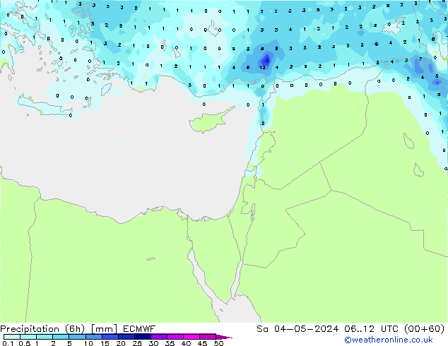 Precipitation (6h) ECMWF Sa 04.05.2024 12 UTC