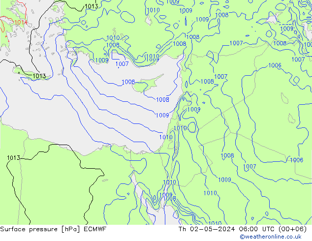 Surface pressure ECMWF Th 02.05.2024 06 UTC