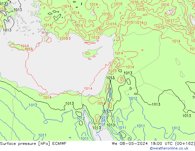 Surface pressure ECMWF We 08.05.2024 18 UTC