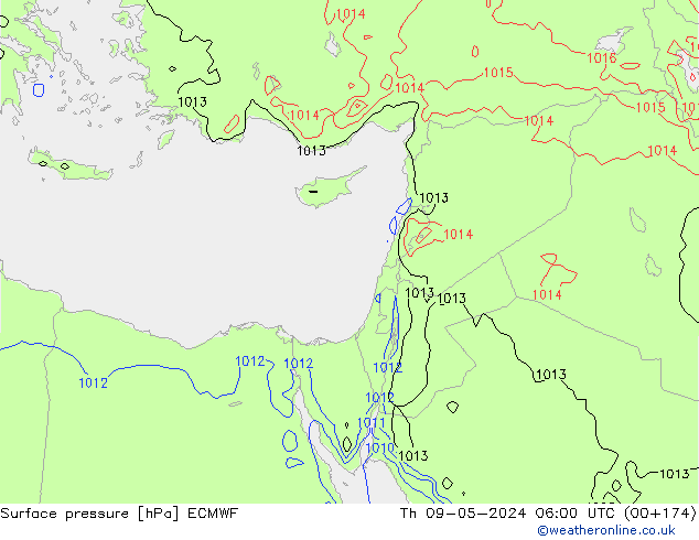 Atmosférický tlak ECMWF Čt 09.05.2024 06 UTC