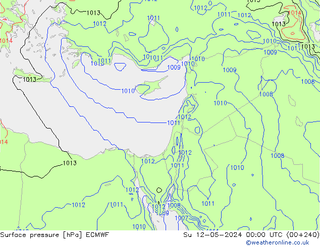 Atmosférický tlak ECMWF Ne 12.05.2024 00 UTC