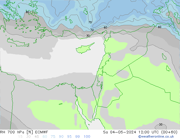 Humidité rel. 700 hPa ECMWF sam 04.05.2024 12 UTC